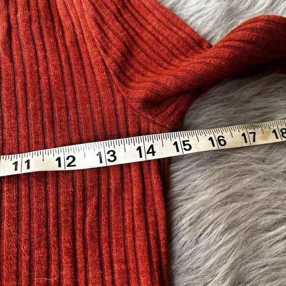 SO Top Sz M Blouse Burnt Orange Long Sleeve Tie Front Criss Cross Teen Crop Work - Picture 6 of 8